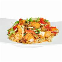 Chicken Chat · Small pieces of chicken with tomatoes, bell peppers, onions and lemon juice.