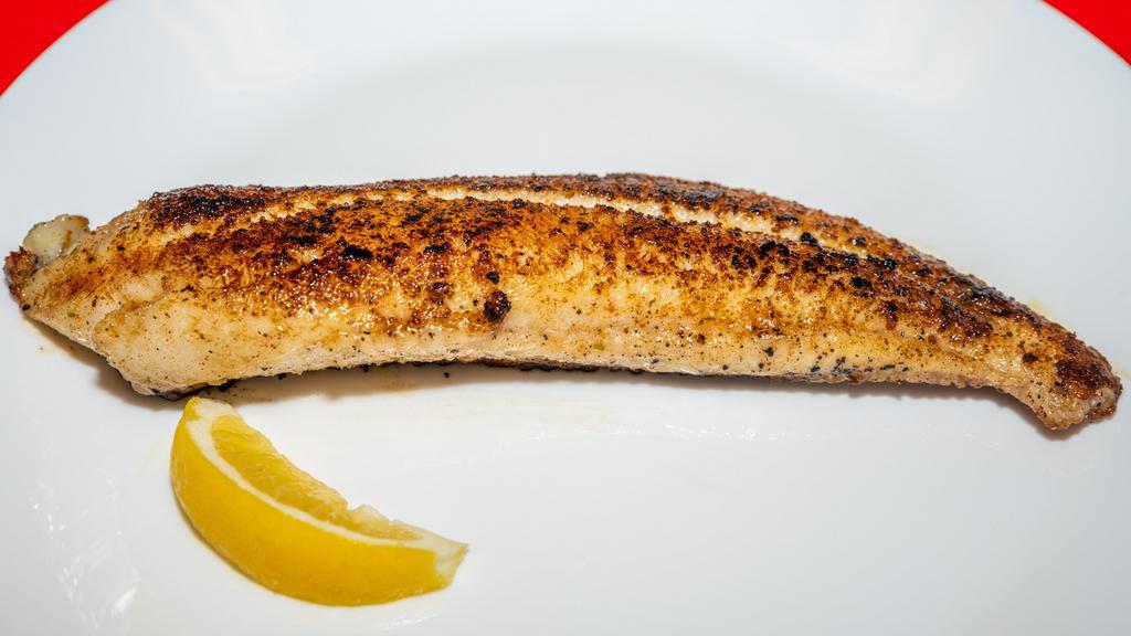 Blackened Catfish Lunch · Pan seared seasoned Catfish Fillet.