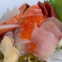 Chirashi · Assorted sashimi on sushi rice.