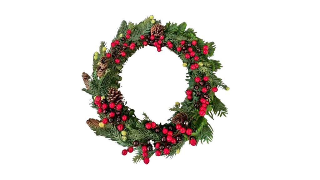 Winter Faux Green & Berry Circle Wreath (Ready To Ship) · This 18