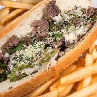 Philly Steak · Grilled steak, green pepper, mushrooms, onion, Mozzarella or Provolone.