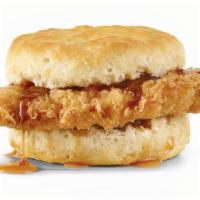 Hot Honey Biscuit · A crispy, chicken fillet, perfectly seasoned and dripping with habanero hot honey on a fluff...
