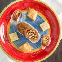 Burma Pistachio · A traditional Lebanese sweet. Pistachio nuts wrapped in golden-fried shredded phyllo dough, ...