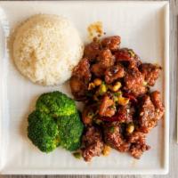 Kung Pao Chicken
 · Seasoned and deep fried chicken breast tossed in our house made kung pao sauce, cashews, chi...