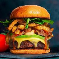 Freaky Fryday Burger · Beyond Meat beyond meat patty grilled and topped with fries, avocado, and caramelized onions...