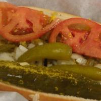 Hot Dog · Please specify chicago\-style (add sport peppers?) or toppings of your choice. Served on a s...