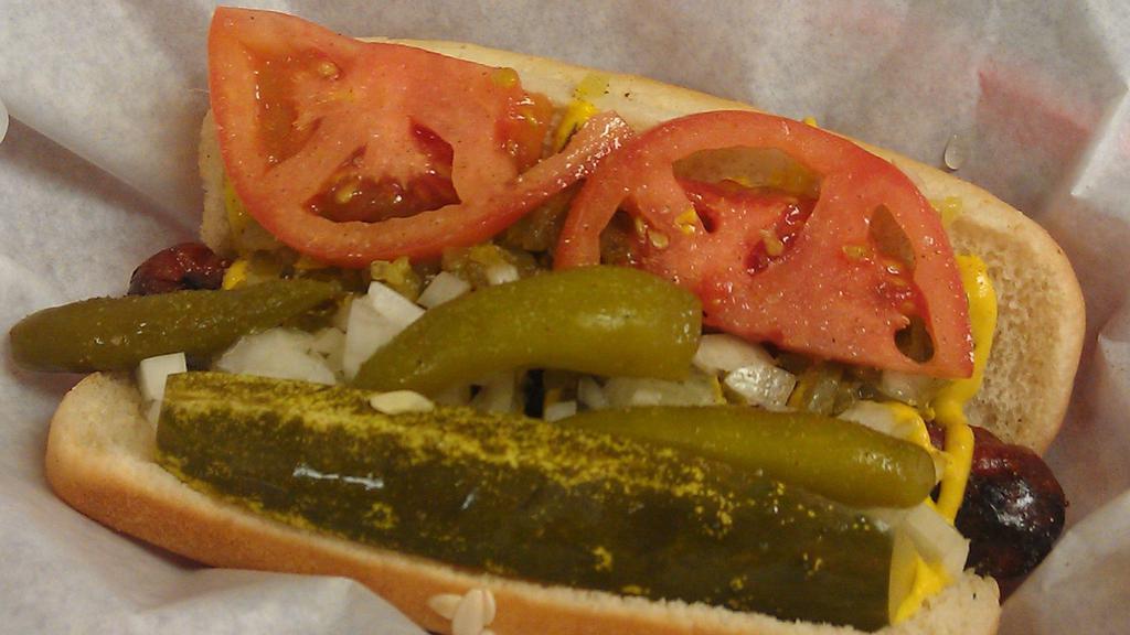Hot Dog · Please specify chicago\-style (add sport peppers?) or toppings of your choice. Served on a steamed bun!