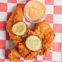 Chikn Tenders · Hand breaded, fried to perfection chikn tenders with your choice of sauce or plain