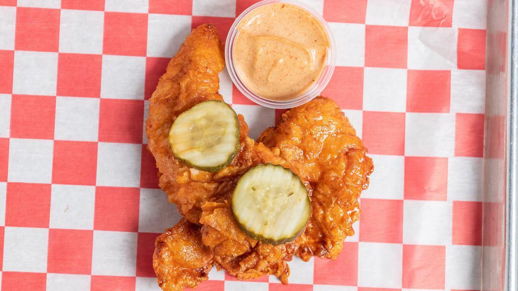 Chikn Tenders · Hand breaded, fried to perfection chikn tenders with your choice of sauce or plain