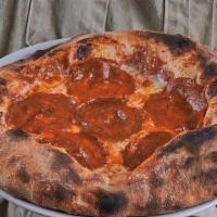 Spicy Honey Pizza · cheese blend, tomato, pepperoni