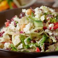 Goddess Salad · iceberg, mini head lettuce, radicchio, chickpea, red onions, olives, cucumbers, peppadew pep...