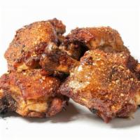 Mighty Smoky Thigh Wings · meaty thigh “wings” dry-rubbed, smoked + grilled