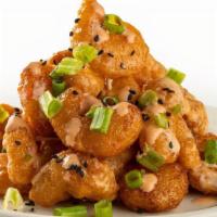 Bam Bam Shrimp ** · mini shrimp tossed in creamy chili sauce, sesame seeds + green onions