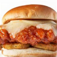 Nashville Hot Chicken Sandwich · hand-breaded fried chicken, pepper jack cheese, fried pickles + Nashville Hot sauce