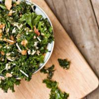 Kale Caesar Salad · Kale, Romaine, Organic Herbed Croutons, Grande shredded Parmesan cheese