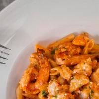 Shrimp & Crab Rose · Shrimp, lump crabmeat, house-made tomato-cream sauce, penne pasta