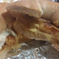Breakfast Sandwich · Egg and cheese with choice of bacon, sausage or scrapple on toast, English muffin or bagel.