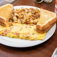 Meat Lovers Omelette · You favorite breakfast meats bacon, ham, sausage and cheese.