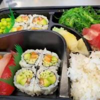 Sushi Box 1 · 6 pcs of tuna, salmon, yellowtail sushi and 8 pcs of California roll