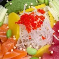 Chriashi Don · 9 Slices of assorted fresh (tuna salmon or yellowtail) served over a bed of sushi rice