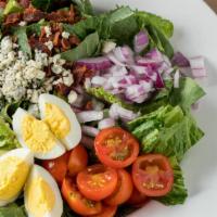 Cobb Salad · Gluten free. Romaine, Arcadian greens and smoked chicken, with red onion, grape tomatoes, ch...