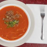 Fideo Loco · Fideo Soup with Beans and Picadillo