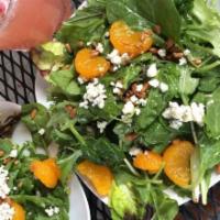 Tree House · Contains Raw Egg. Baby Greens, Blue Cheese, Mandarin Oranges, Spiced Sunflower Seeds & Tosse...