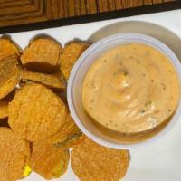 Fried Pickels (Chips) · Served with a side of chipotle aioli