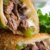 Freddys Philly Cheese Steak Egg Rolls · Philly Cheesesteak Egg Rolls loaded with thinly sliced marinated steak, bell peppers, onions...
