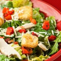 Southwest Caesar Salad · Romaine, jack and cheddar cheese, croutons, red roasted peppers, southwest Caesar dressing a...