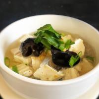 Tofu Soup · Vegetarian. Soft white tofu, carrot, celery, napa cabbage, scallion, clear broth, a hint of ...