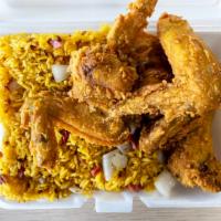 Fried Chicken Wings · Four pieces. Served with plantain, fried rice, pork fried rice, french fries, or white rice....