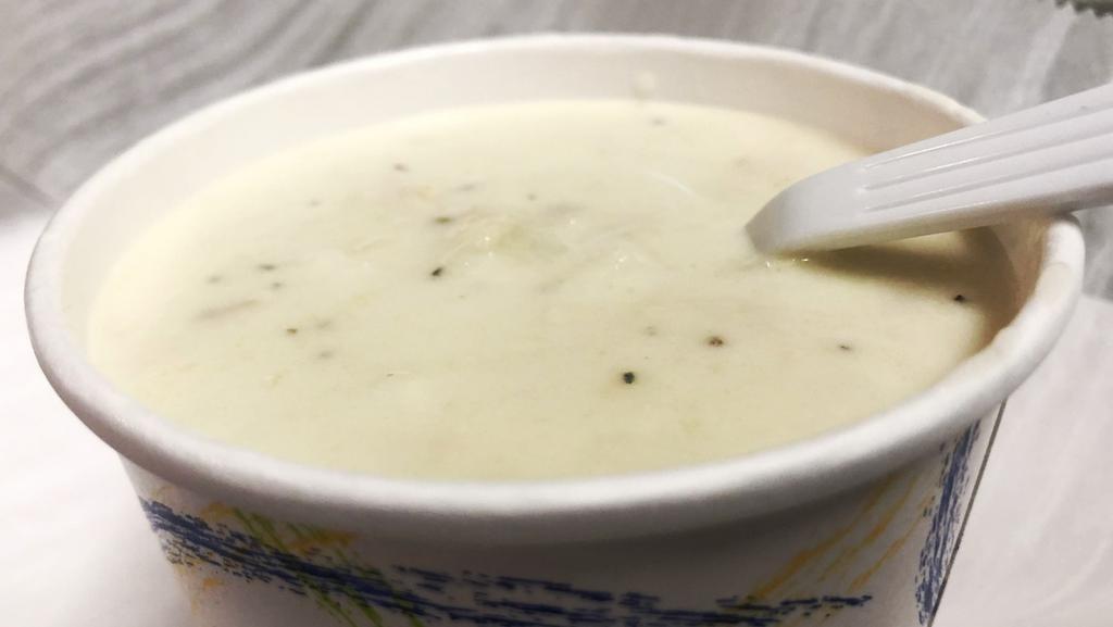 White Chowder · Served with crackers.