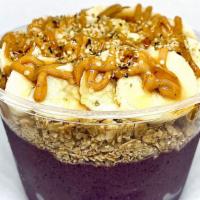 Acai Gone Nuts Bowl (16 Oz.) · Acai, banana, peanut butter, and almond milk. Topped with fresh bananas, peanut butter, gran...