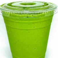 Drink Your Greens Smoothie · Spinach, banana, mango, coconut oil, and almond milk.