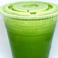 Go Green Juice · Kale, celery, cucumber, green apple, lemon, and ginger.
