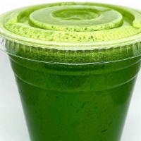 Our Grass Is Greener Juice · Kale‎, romaine, spinach, cucumber, celery, parsley, and lemon.