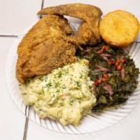 Chicken (8 Pcs) · Two large  sides,  bread and 1/2 Gallon Beverage