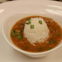 Seafood Gumbo · Medley of assorted seafood which also includes rice, shrimp, crab, and okra.