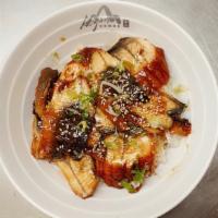 Unagi Don · Barbecue freshwater eel with sweet soy and scallions.