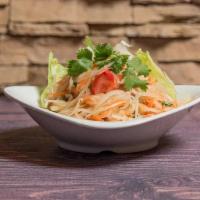 Som Tom Thai · FRESH GREEN PAPAYA SALAD, SHREDDED CARROTS AND CHERRY TOMATOES PREPARED IN A MIXTURE OF LIME...