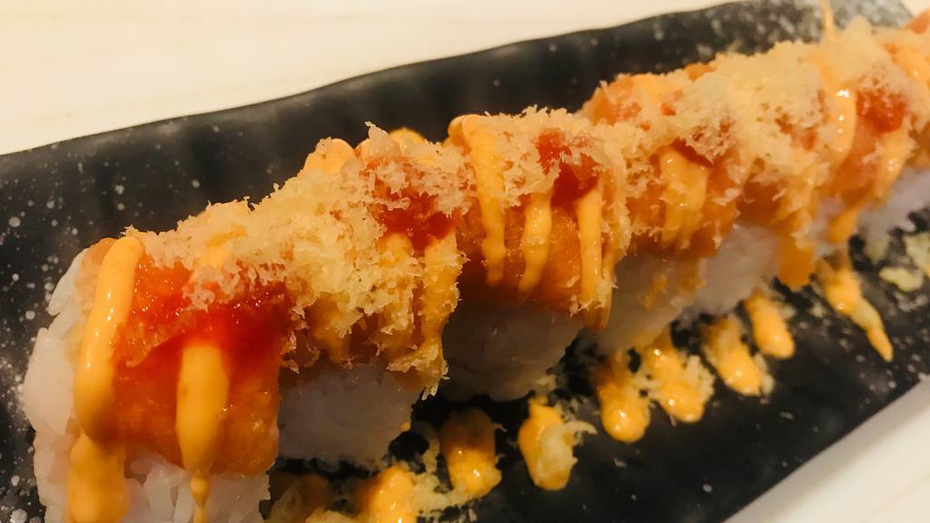 Spicy Girl · Spicy tuna and tempura crunch with spicy salmon tempura crunch on top.