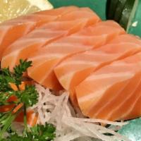 Salmon Sashimi Sampler · Scottish salmon two pieces, king salmon two pieces.