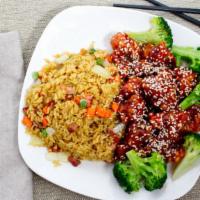 Sesame Chicken · Chunks of chicken stir fried with our sesame sauce.