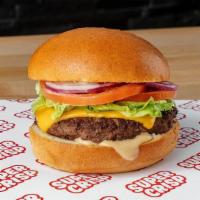 Supercrisp Burger · American cheese, iceberg lettuce, tomato, red onion, pickles, katsu mayo.