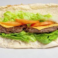 Hamburger Sub · A long sandwich on a roll.