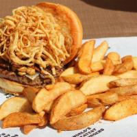 Dirty Mushroom Burger With Fudd Fries · Swiss Cheese, Sautéed Umami Seasoned Mushrooms, Onion Straws. 1/3 lb: 887 cal. 1/2 lb: 1127 ...