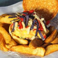 Cheesy Nacho Burger With Fudd Fries · Special Blend Gooey Nacho Cheese Topped with Tortilla Strips. 1/3 lb: 680 cal., 1/2 lb: 920 ...