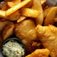 Fish & Chips · Crispy fried fish battered with our favorite Boston beer served with Fudds famous Fudd Fries...