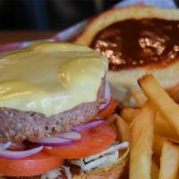 Vegan Burger · plant-based meat, vegan American cheese